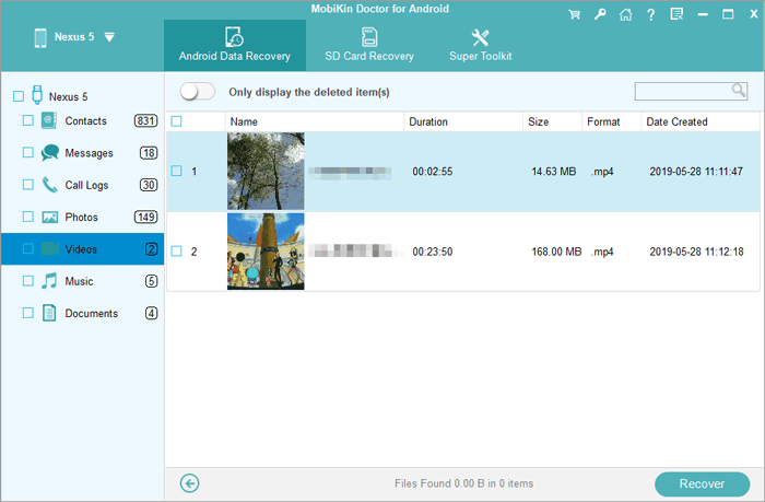 Recuperar videos eliminados permanentemente Android a través de Mobikin Doctor para Android