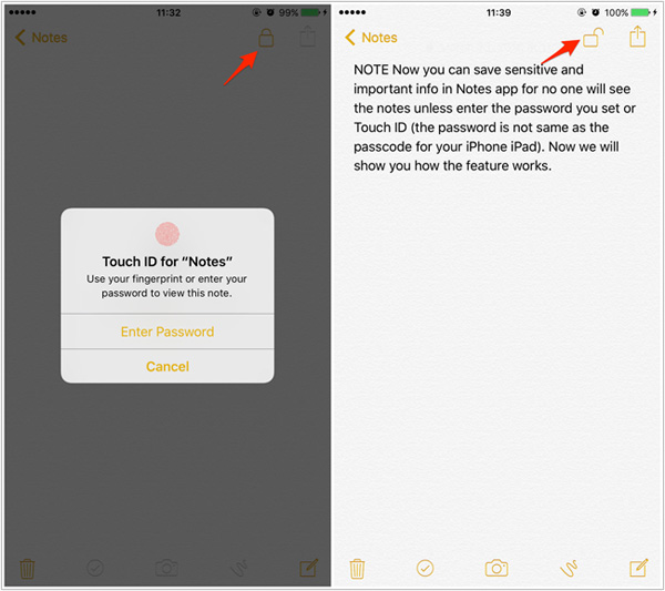 Ver notas bloqueadas en iPhone