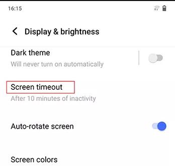 Tiempo de espera de pantalla VIVO adaptable
