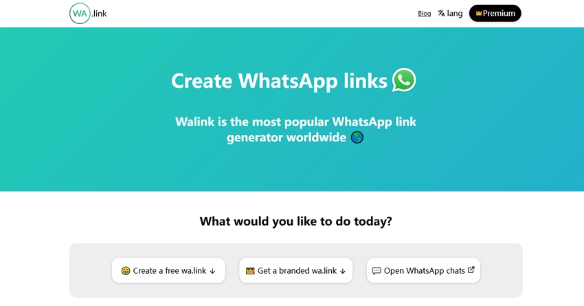 Crear enlace de WhatsApp a través del sitio web de enlaces de WA
