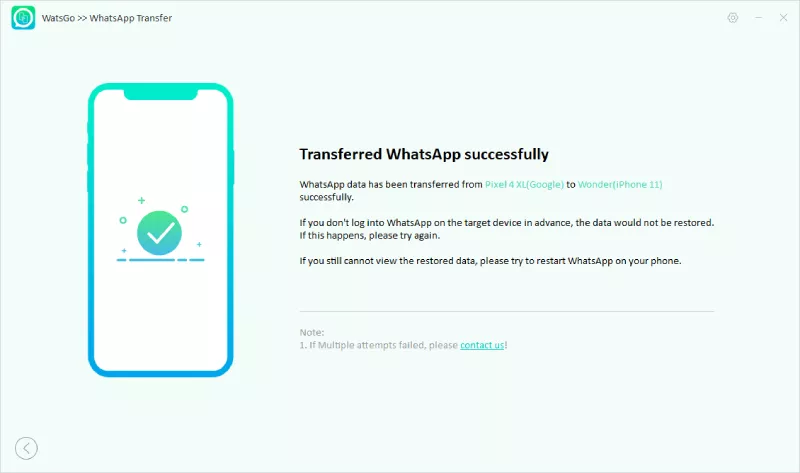 Transferir el éxito de WhatsApp