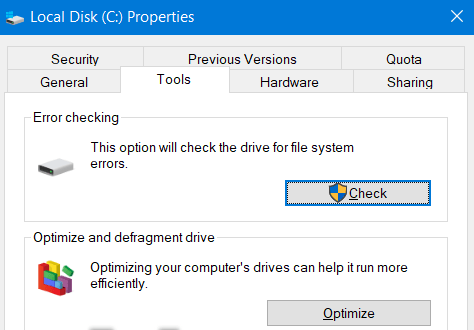Pruebe la herramienta de verificación de errores de Windows