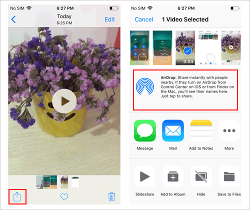 Comparta videos de iPhone a iPad a través de Airdrop