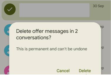 Eliminar mensajes de texto en Infinix de la aplicación Mensajes