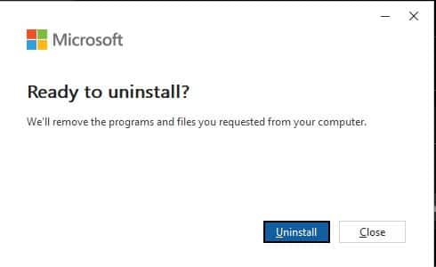 Desinstalar Confirmación para MS Office
